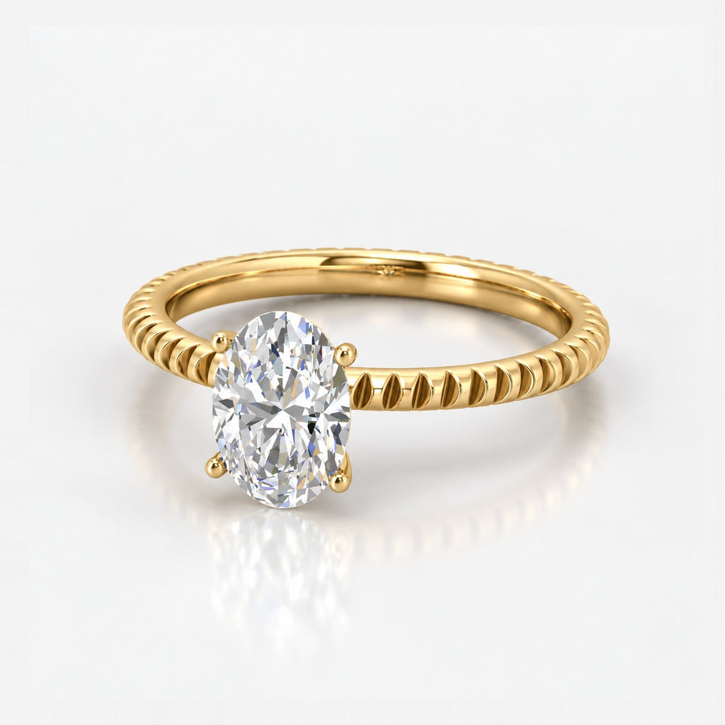 IGI Certified Oval Diamond 2.00Ct Cable Solitaire Engagement Ring in Gold & Platinum