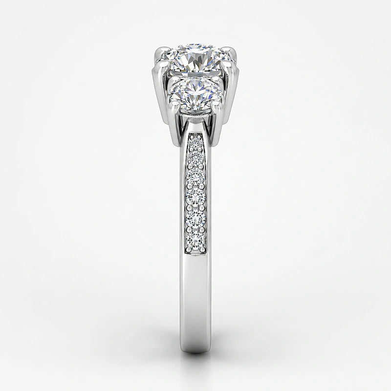 IGI Certified Lab Grown Round Diamond Engagement Ring with Side Diamonds in Gold & Platinum - 1-5ct