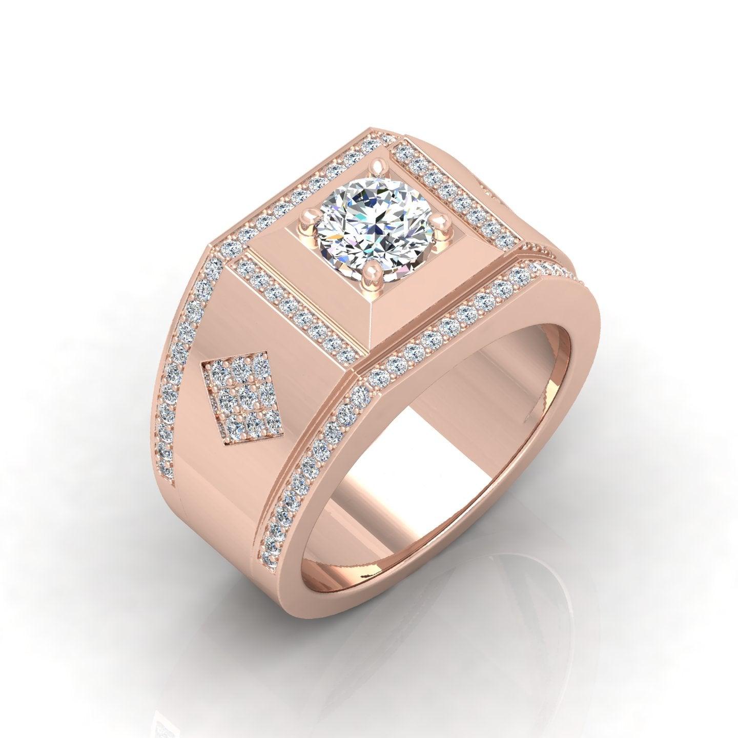 Certified 1.50ct Round Diamond Solitaire with Accents Engagement Ring for Him