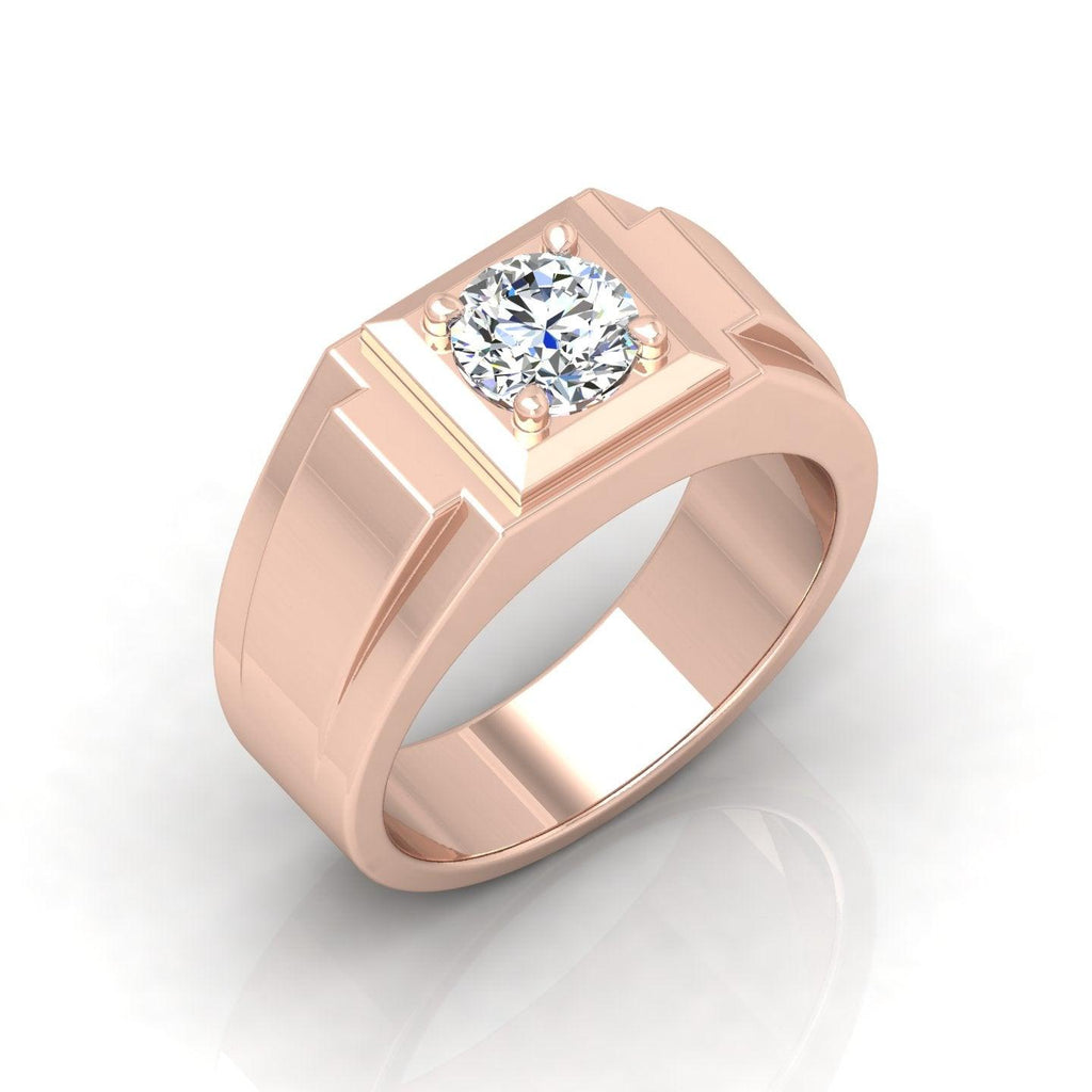 Certified F/VS 1.00Ct Single Diamond Mens Solitaire Ring