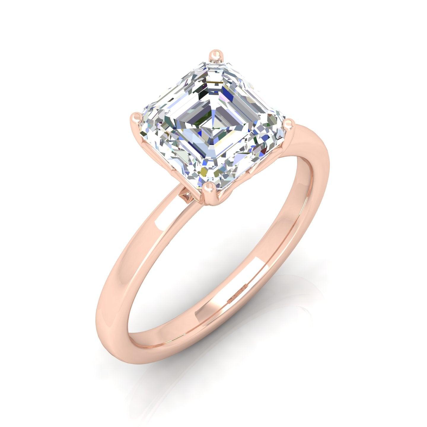 IGI Certified E/VS Asscher Diamond Solitaire Engagement Ring - amadadiamonds