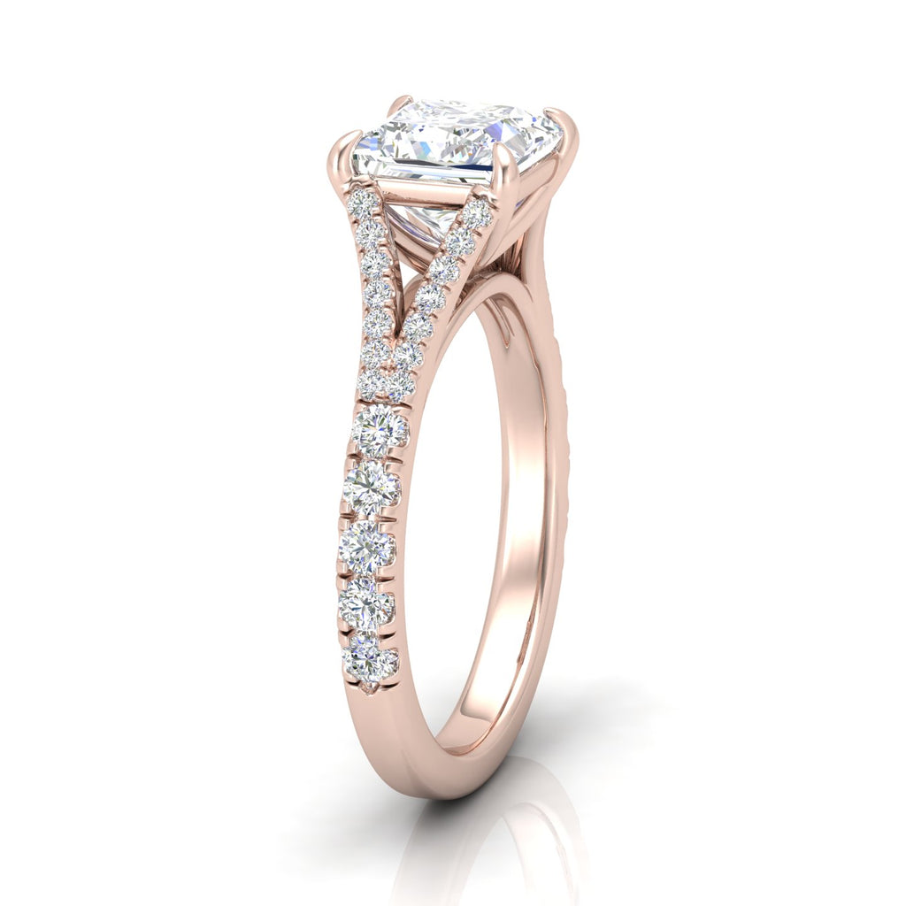 Julie Princess Diamond Split Shank Engagement Ring