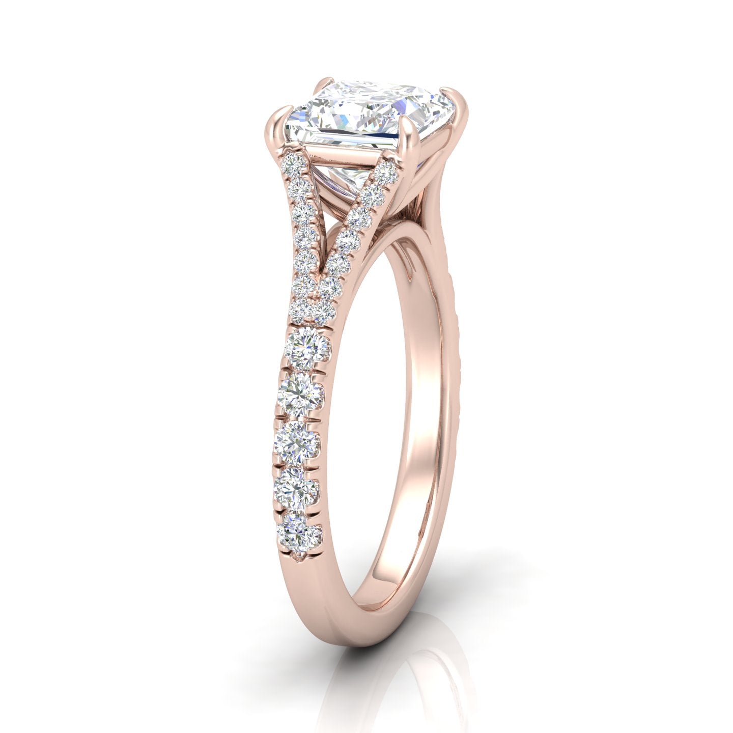 Julie Princess Diamond Split Shank Engagement Ring