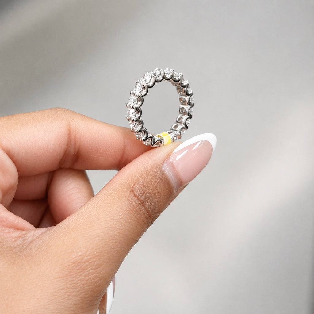 Round Diamond U Prong Full Eternity Ring for Women's - 2.00Carat - 3.00Carat - D/VVS