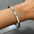 2.50CT F-G/VS Natural Round Diamond Bezel Set Bangle in Heavy 18k White Gold