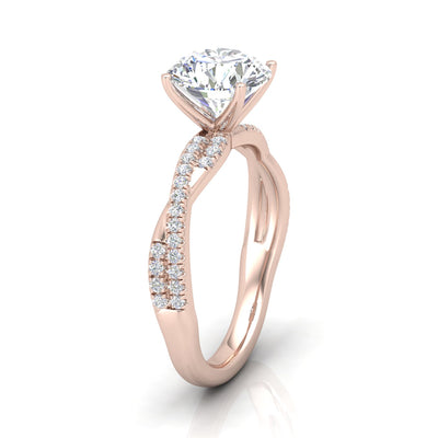 Vine Round Diamond Twisted Engagement Ring