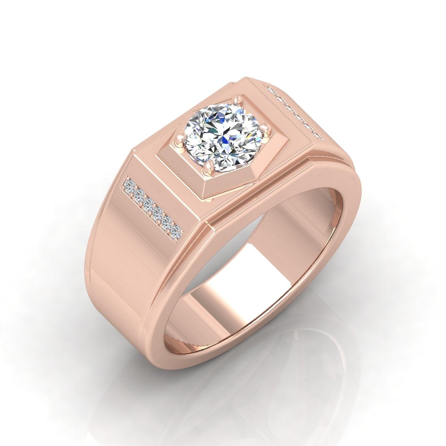 Certified F/VS 1.00Ct Round Diamond Solitaire With Accents Engagement Ring For Him