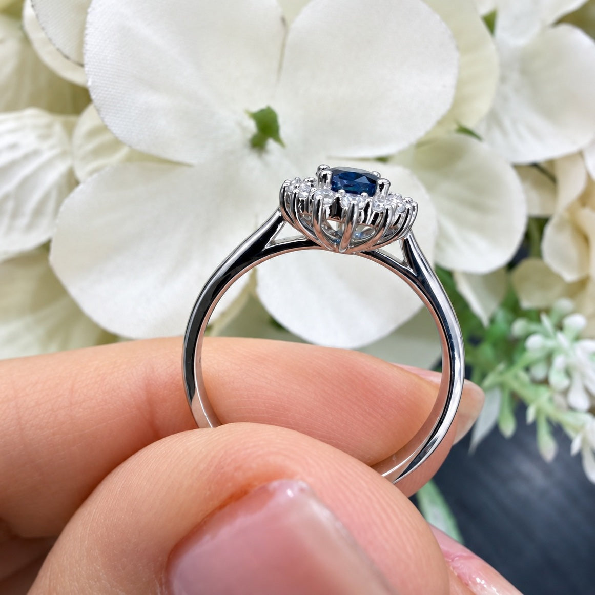 1.50Ct Sapphire Oval & Diamond Cluster Halo Set Engagement Ring 950 Platinum