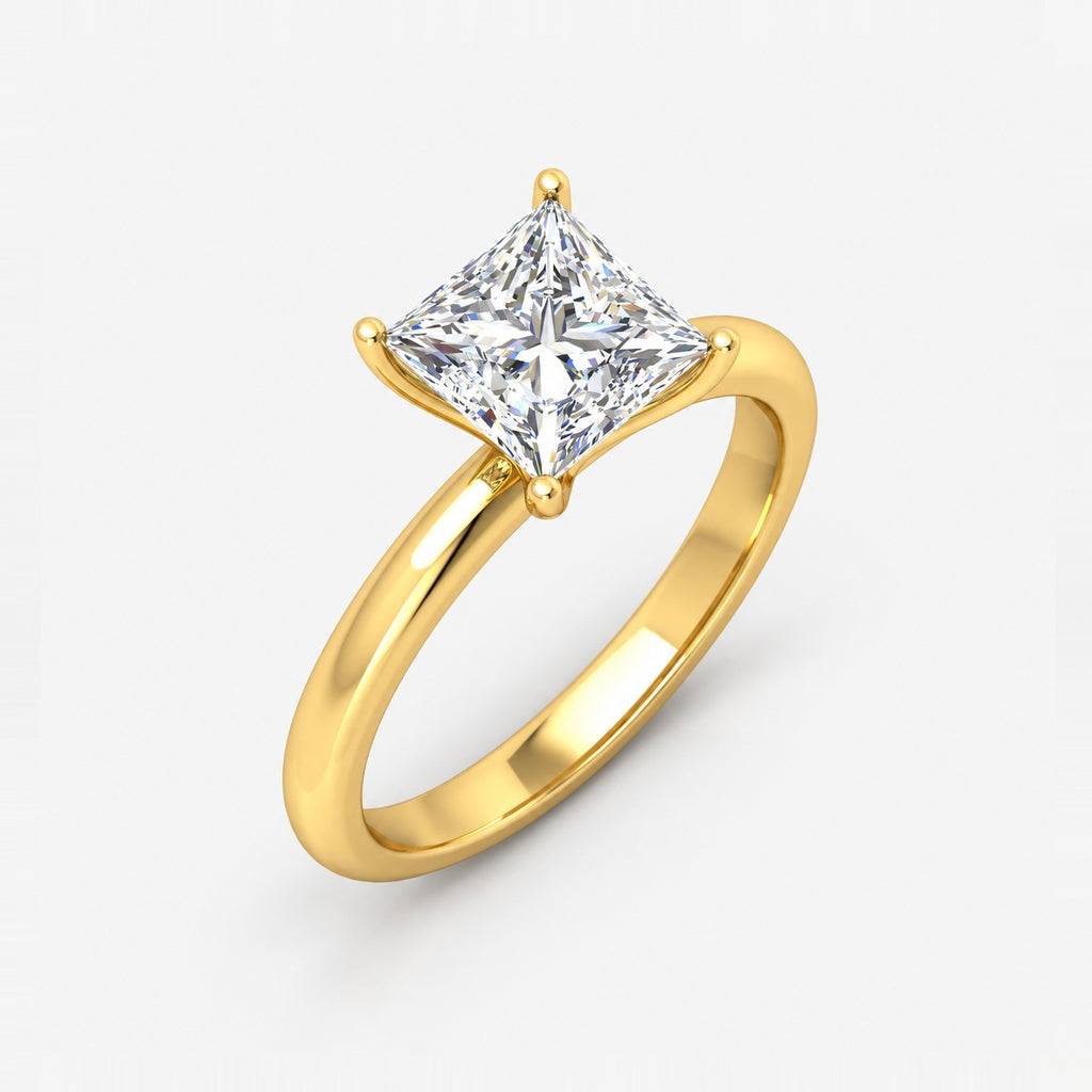 2.00Ct Solitaire Engagement Women's Ring Princess Diamond IGI Certified in Gold & Platinum