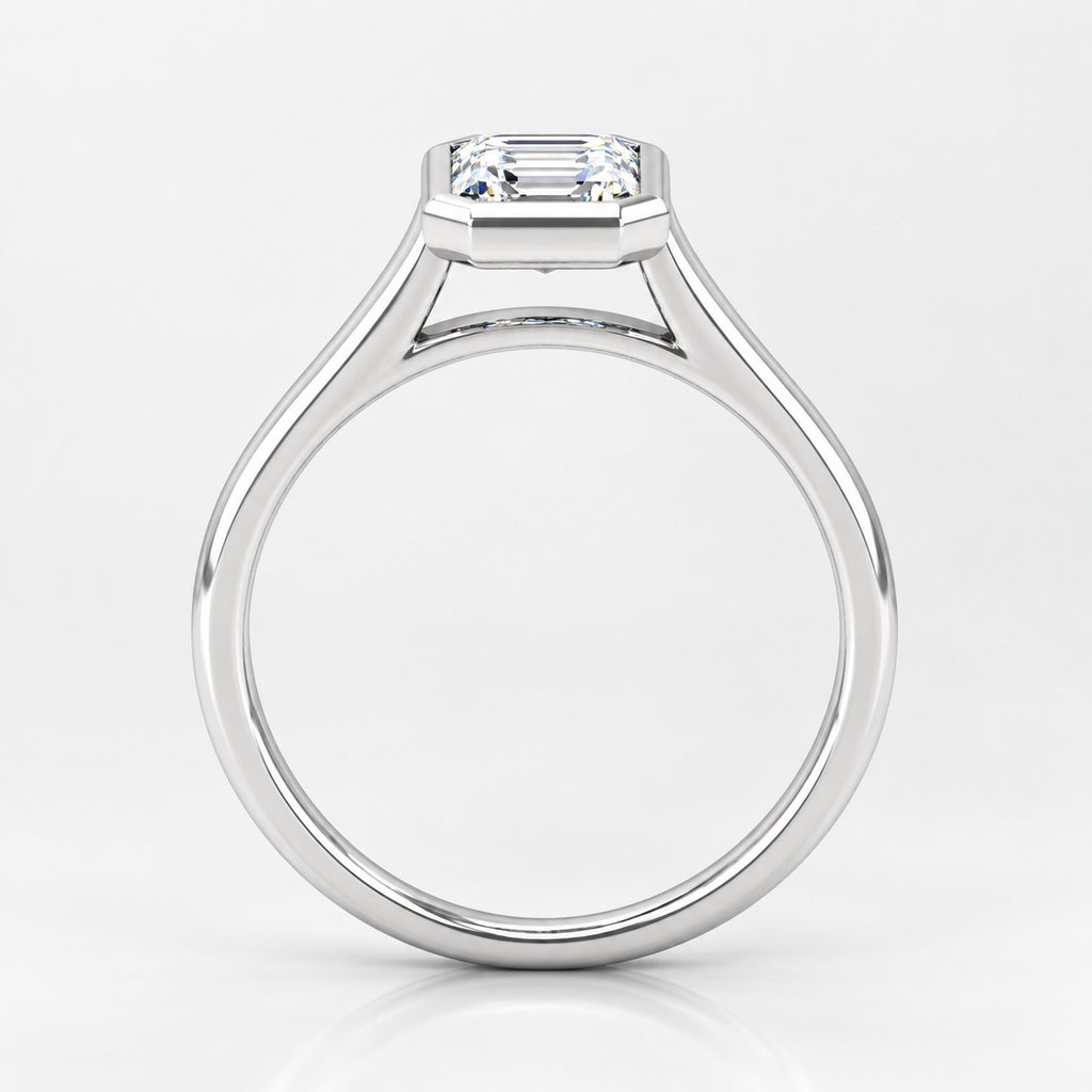 Bezel Setting IGI Certified Classic Solitaire Emerald Diamond Engagement Ring in Gold & Platinum
