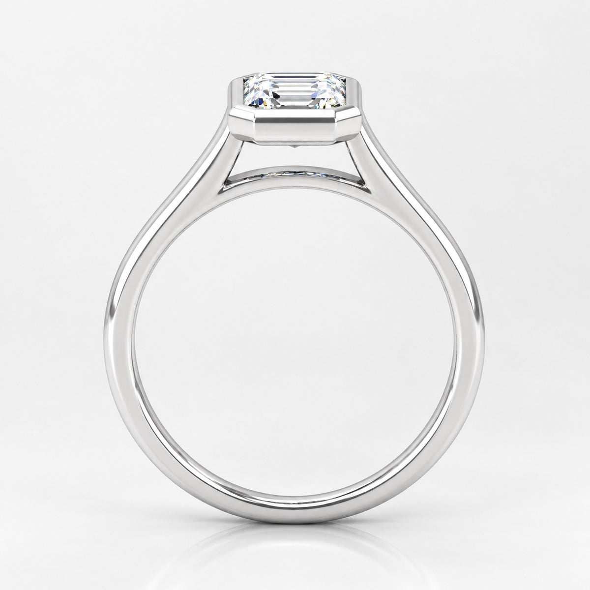 Bezel Setting IGI Certified Classic Solitaire Emerald Diamond Engagement Ring in Gold & Platinum