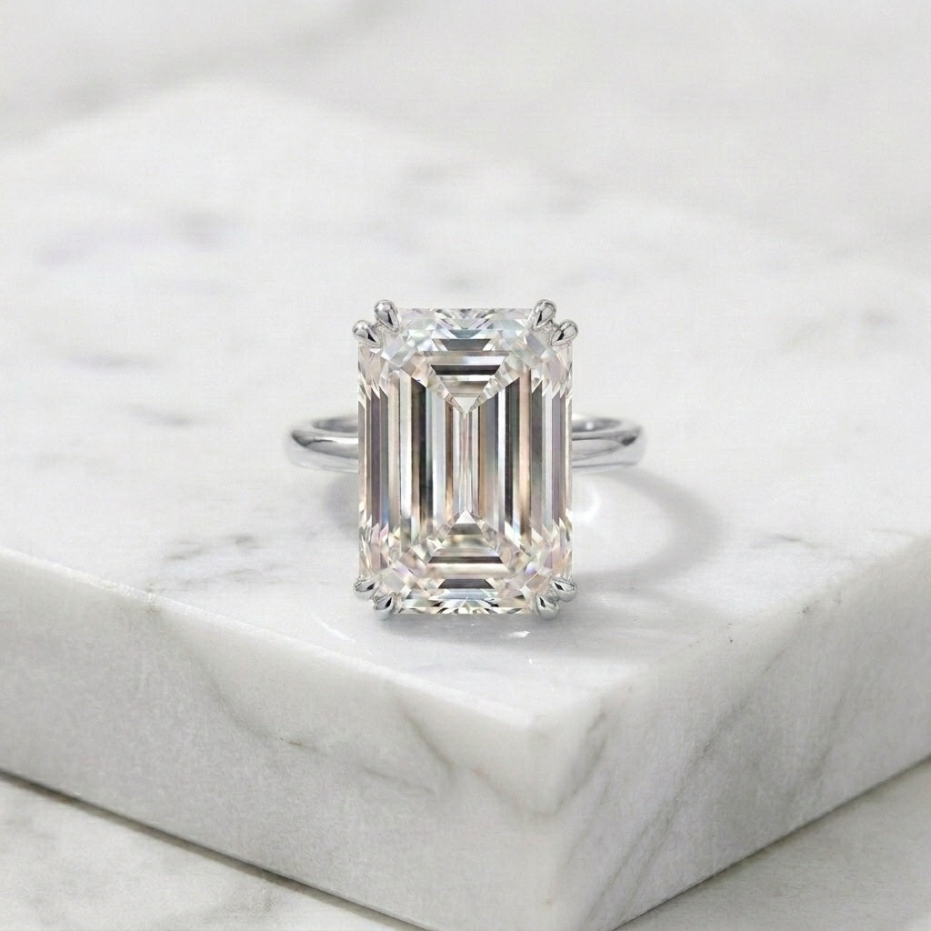 IGI Certified 11.00CT Emerald Cut Lab Grown Diamond Engagement Ring
