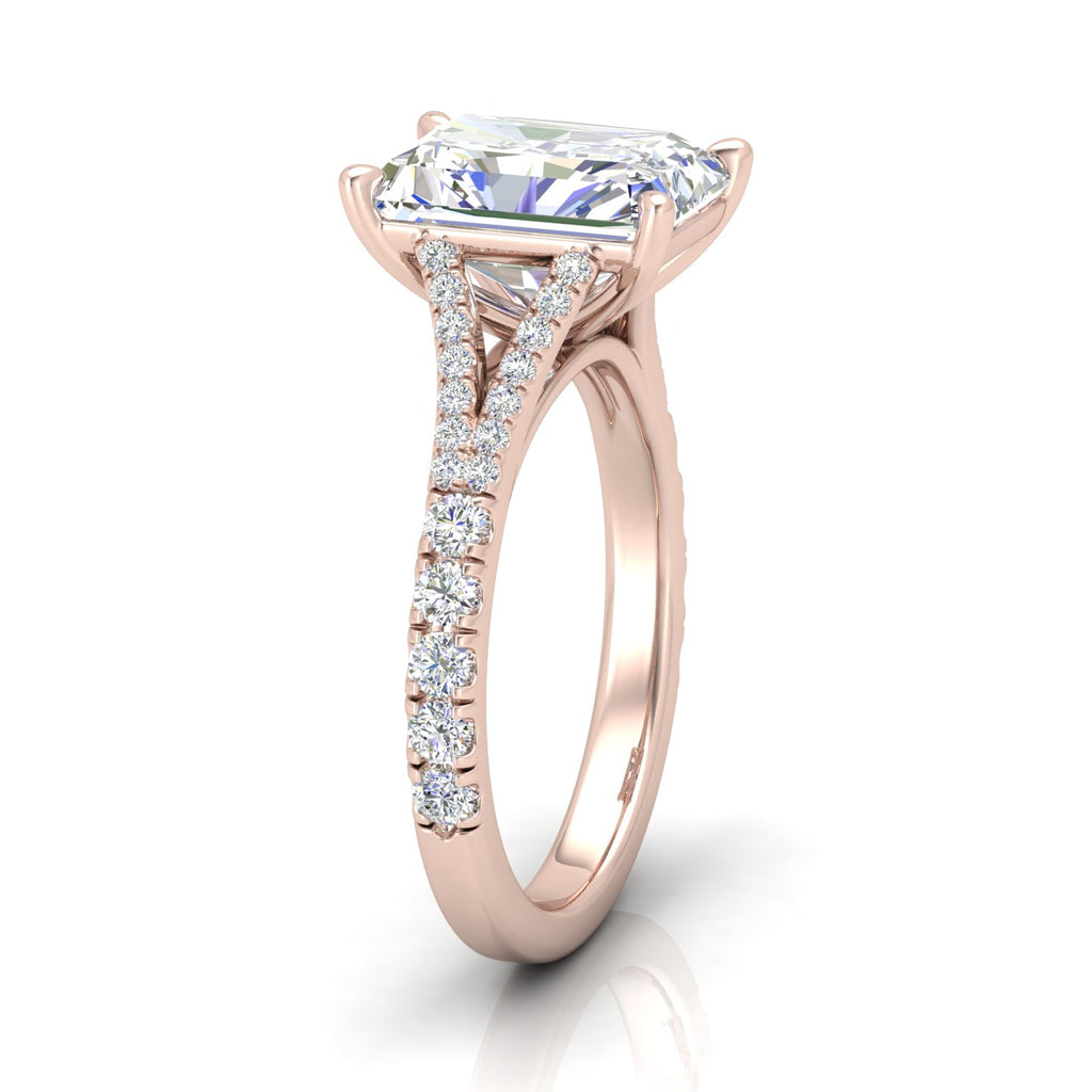 Julie Emerald Diamond Split Shank Engagement Ring