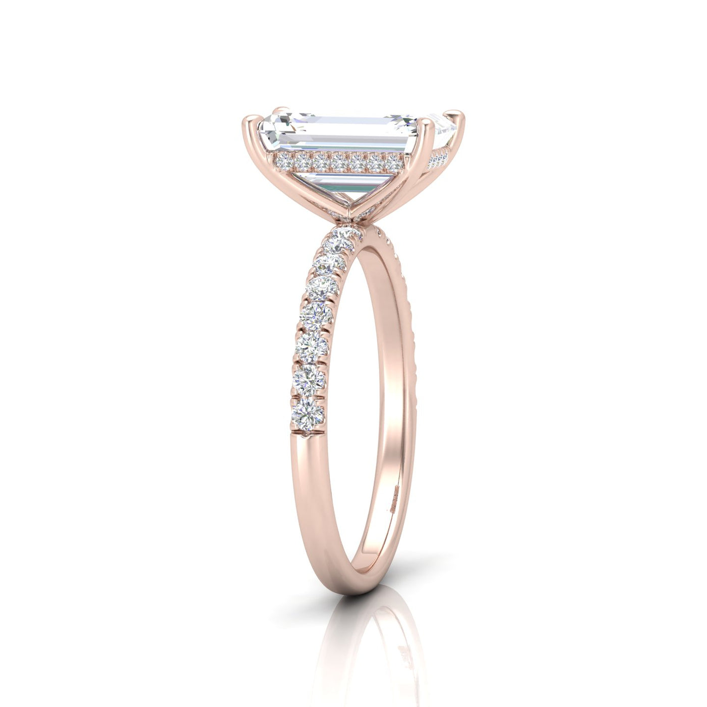 Classic Hidden Halo Pave Set Engagement Ring - Radiant