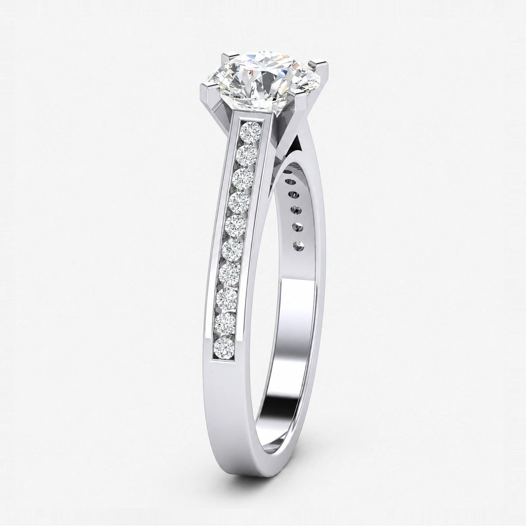 IGI Certified Lab Grown Channel Set Round Diamond Engagement Ring in Gold & Platinum – 1–5Ct