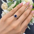 1.00Ct Twisted Blue Sapphire Oval With Side Diamond Engagement Ring 950 Platinum