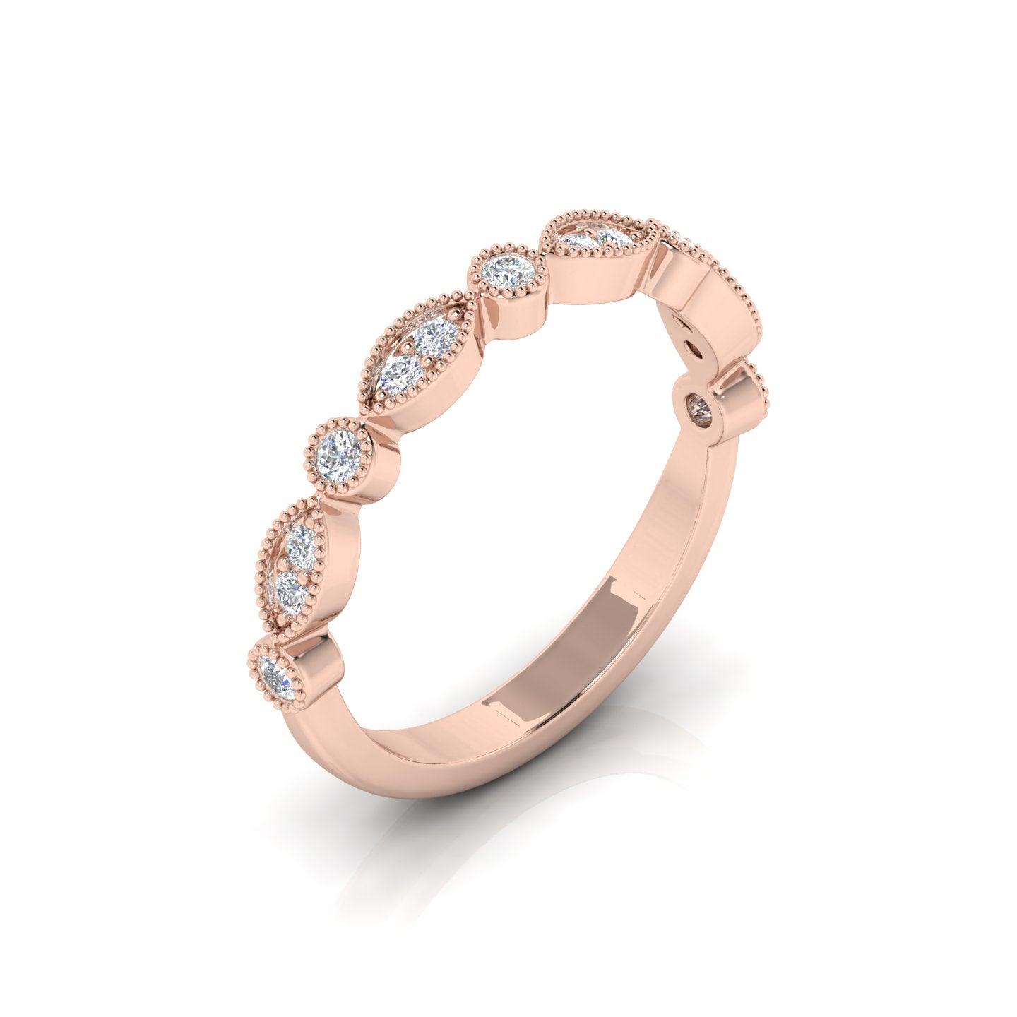 0.25 Carat D/VS Round Diamond Designer Half Eternity Wedding Ring - amadadiamonds