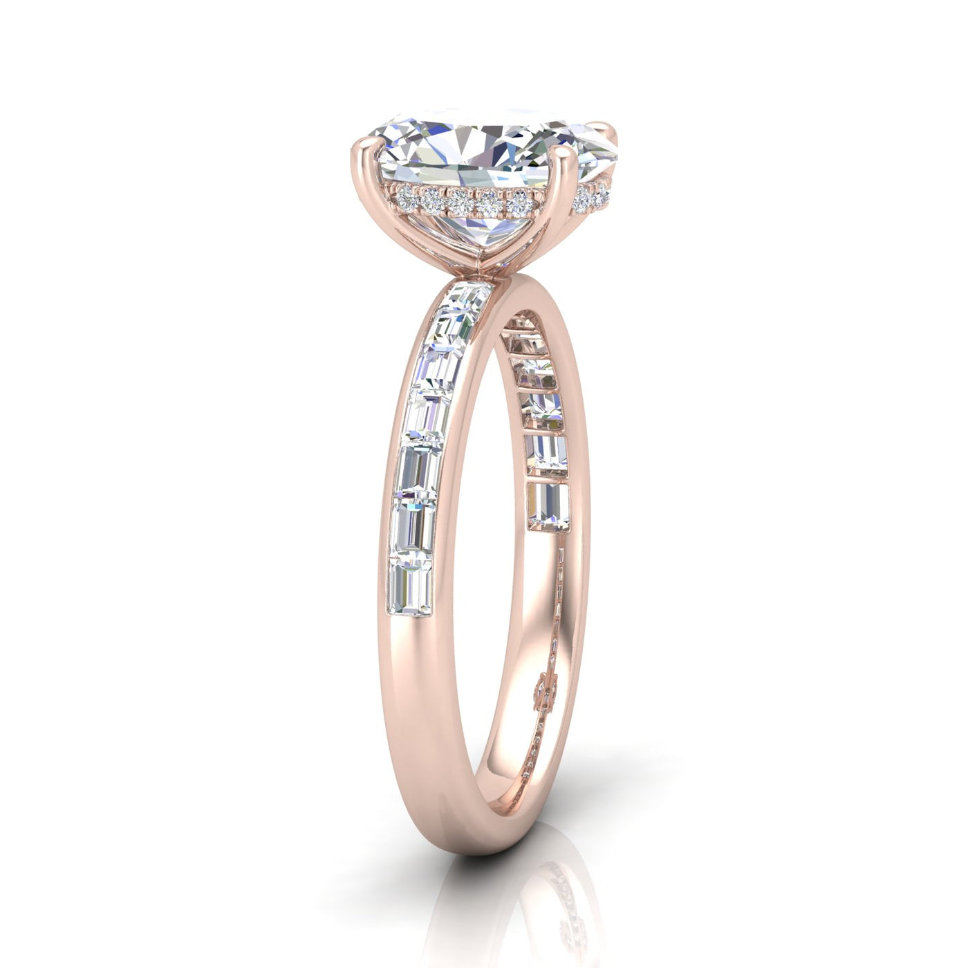 Classic Hidden Halo Channel Set Engagement Ring - Oval