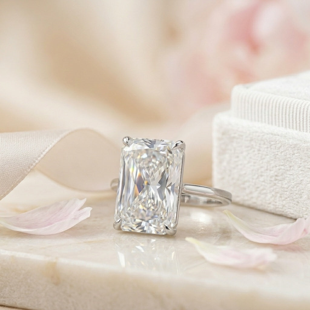 IGI Certified 8.50CT F/VS Radiant Lab Grown Diamond Engagement Ring