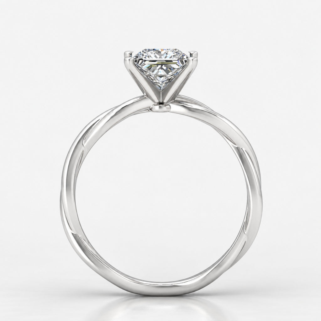 Twisted IGI Certified 2.00Ct Solitaire Engagement Women's Ring Princess Diamond in Gold & Platinum