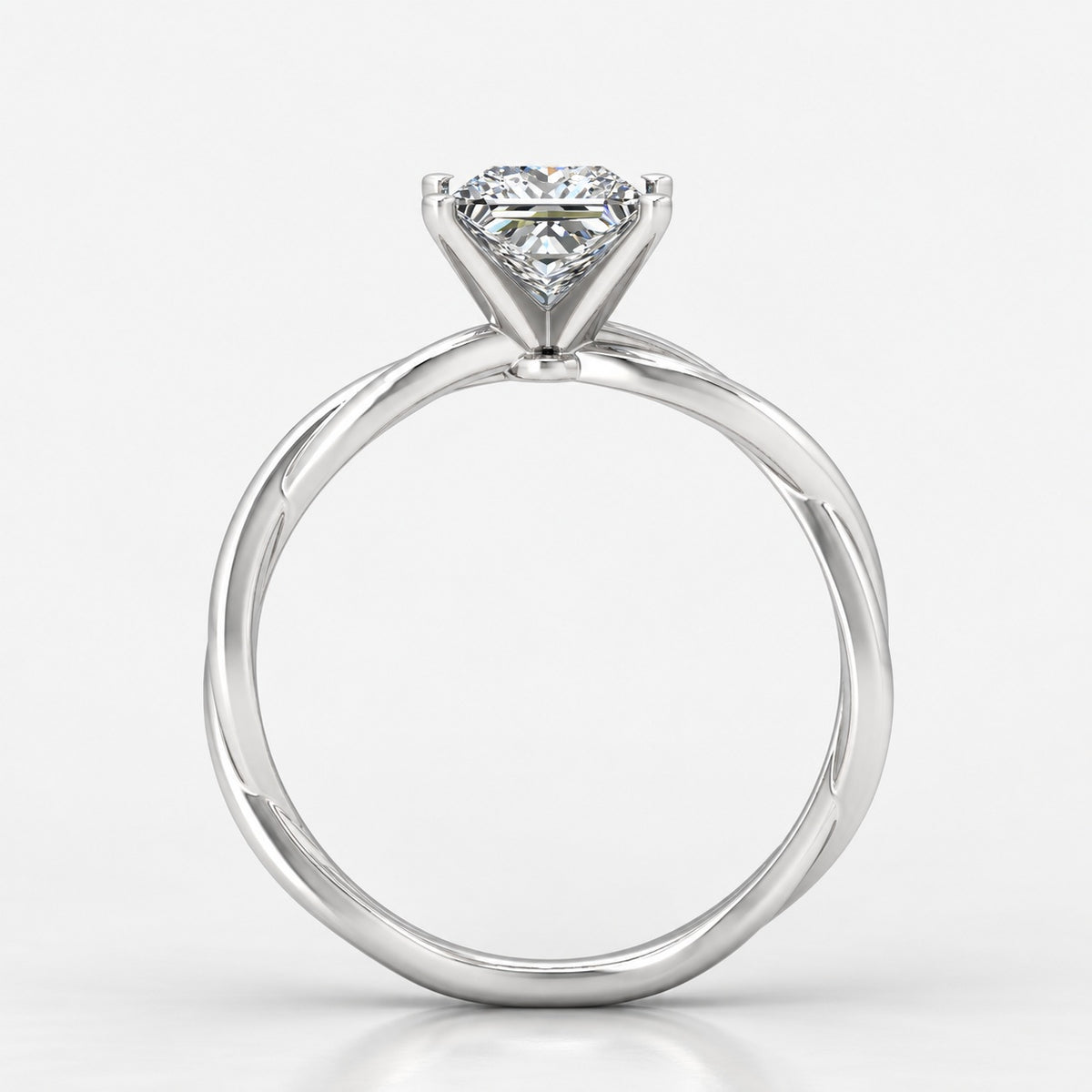 Twisted IGI Certified 2.00Ct Solitaire Engagement Women's Ring Princess Diamond in Gold & Platinum