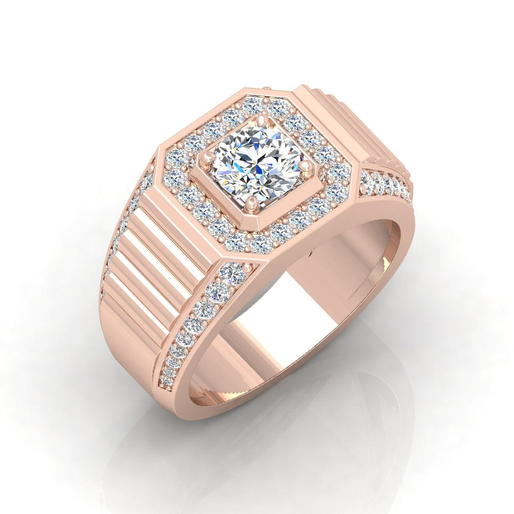 Certified F/VS 1.50Ct Round Diamond Mens Solitaire Hip Hop Ring