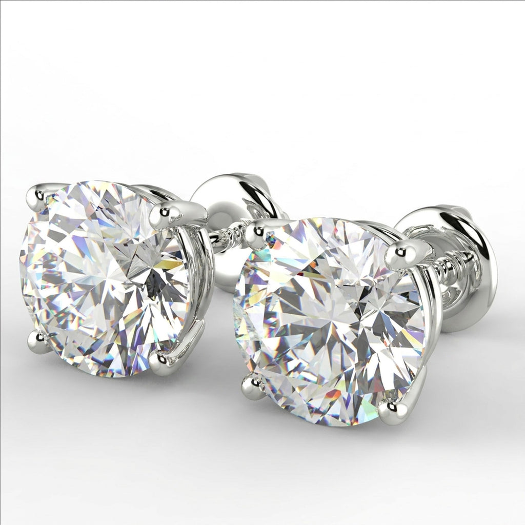 GIA Certified Natural 1.01 Carat Round Earth Mined Diamond Stud Earring In 18k White Gold