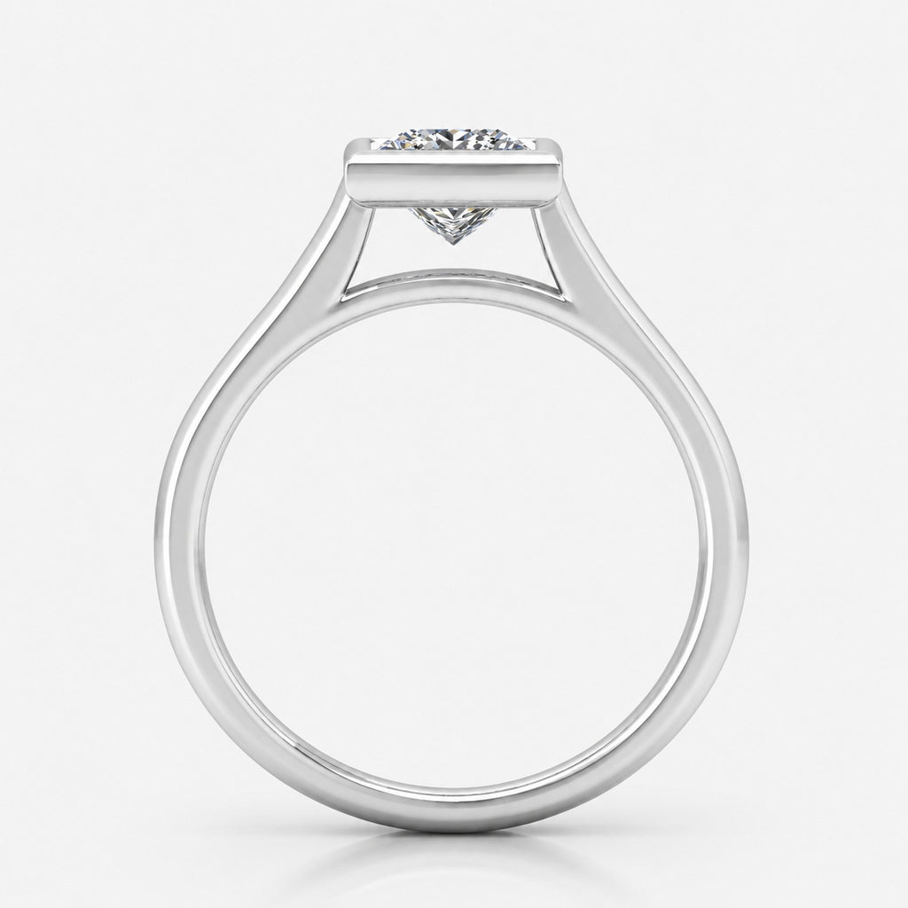 2.00Ct Solitaire Bezel Set Engagement Women's Ring Princess Diamond IGI Certified in Gold & Platinum