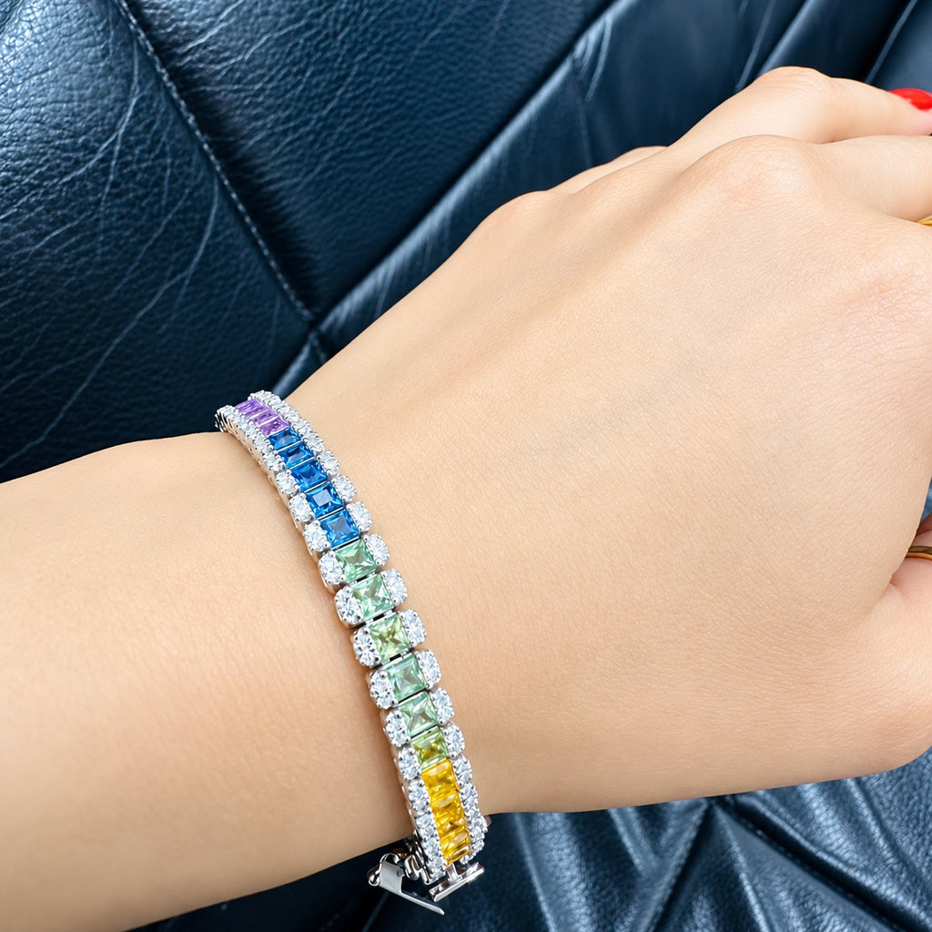10.00ct Rainbow Sapphire and Diamond Designer Bracelet - F/VS