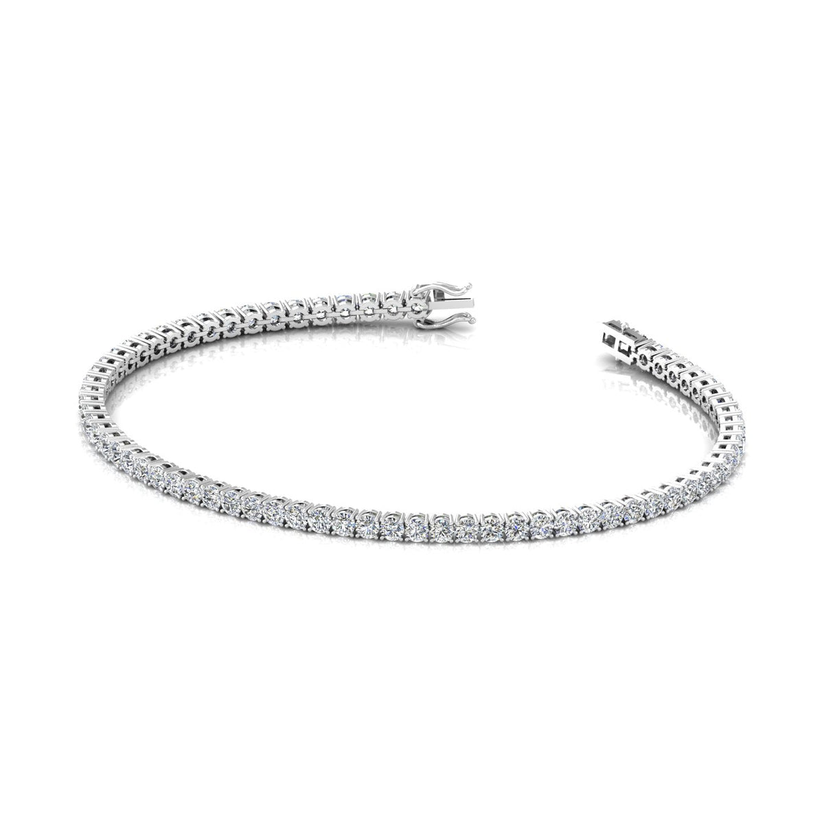 3.00ct Round Diamond Tennis Bracelet - 9k Gold (Angle View 4)