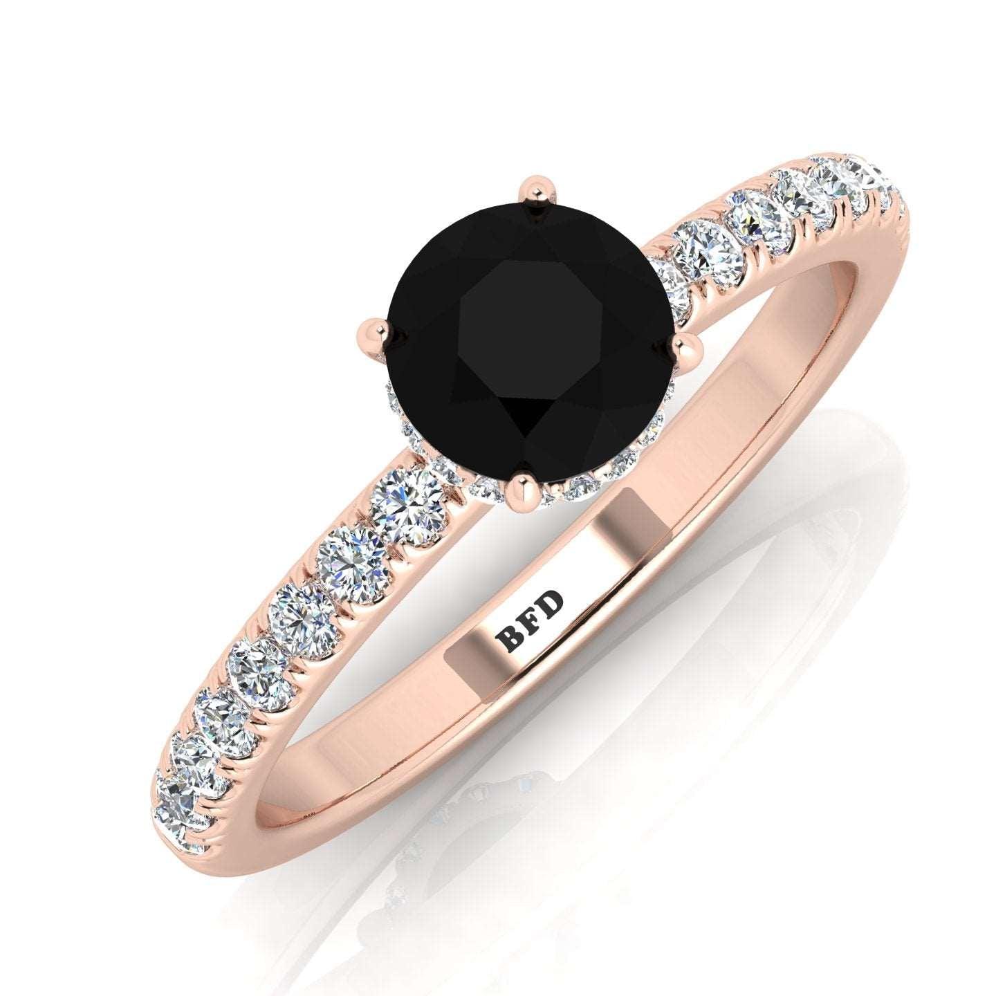 0.95 Carat Black Diamond Hidden Halo Engagement Ring Uk Hallmarked