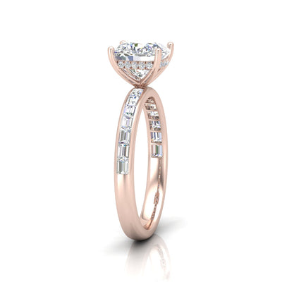 Classic Hidden Halo Channel Set Engagement Ring - Cushion