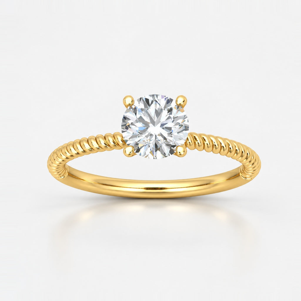 IGI Certified 1.00 Carat E/VS Cable Solitaire Engagement Ring in Gold & Platinum