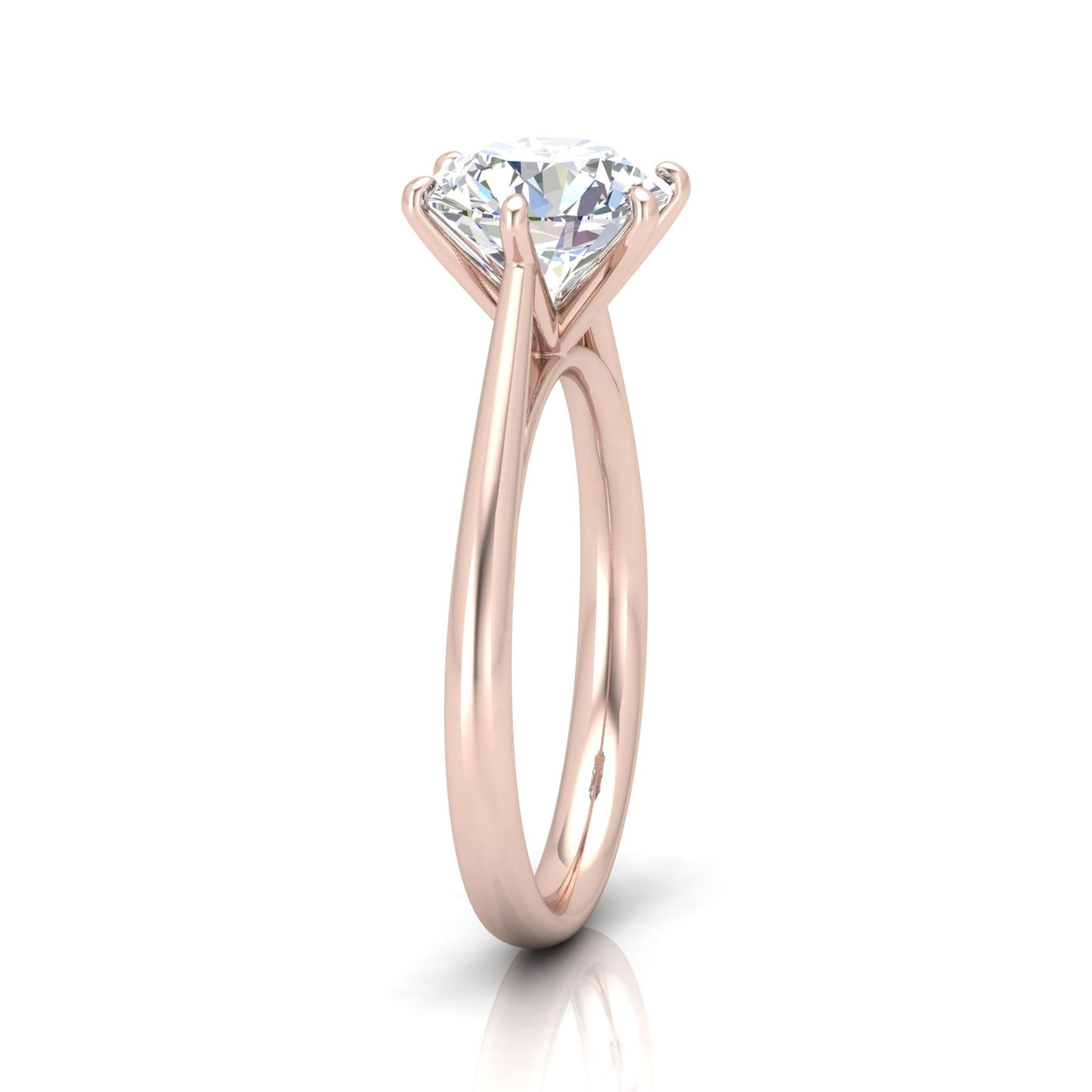 Round Diamond Six Prong Cathedral Solitaire Ring