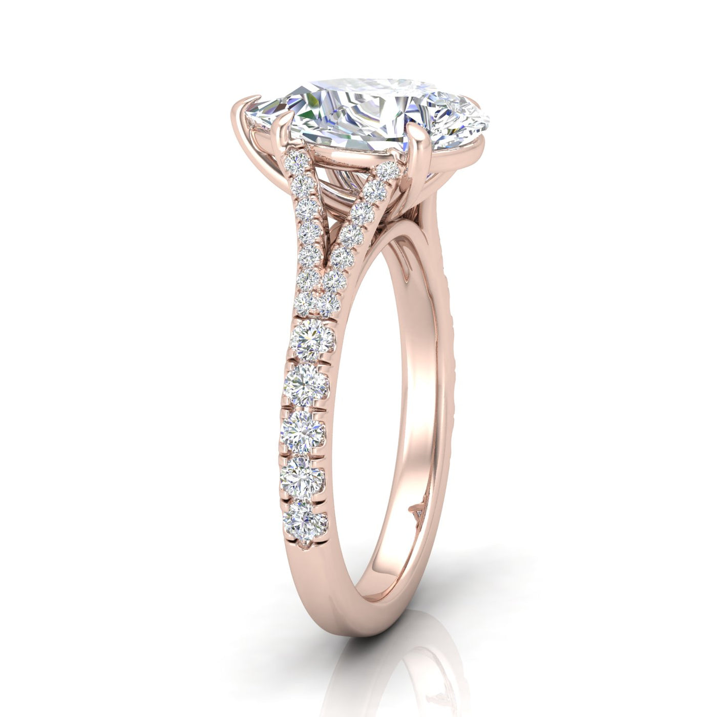 Julie Pear Diamond Split Shank Engagement Ring