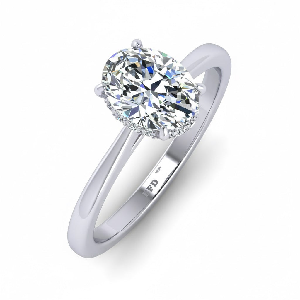 2.00 Carat D/VS Lab Grown Oval Diamond Hidden Halo Engagement Ring In Platinum
