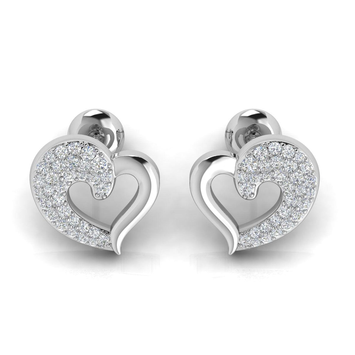 D/VS 0.50Ct Lab Grown Round Diamond Heart Shape Designer Earrings - amadadiamonds