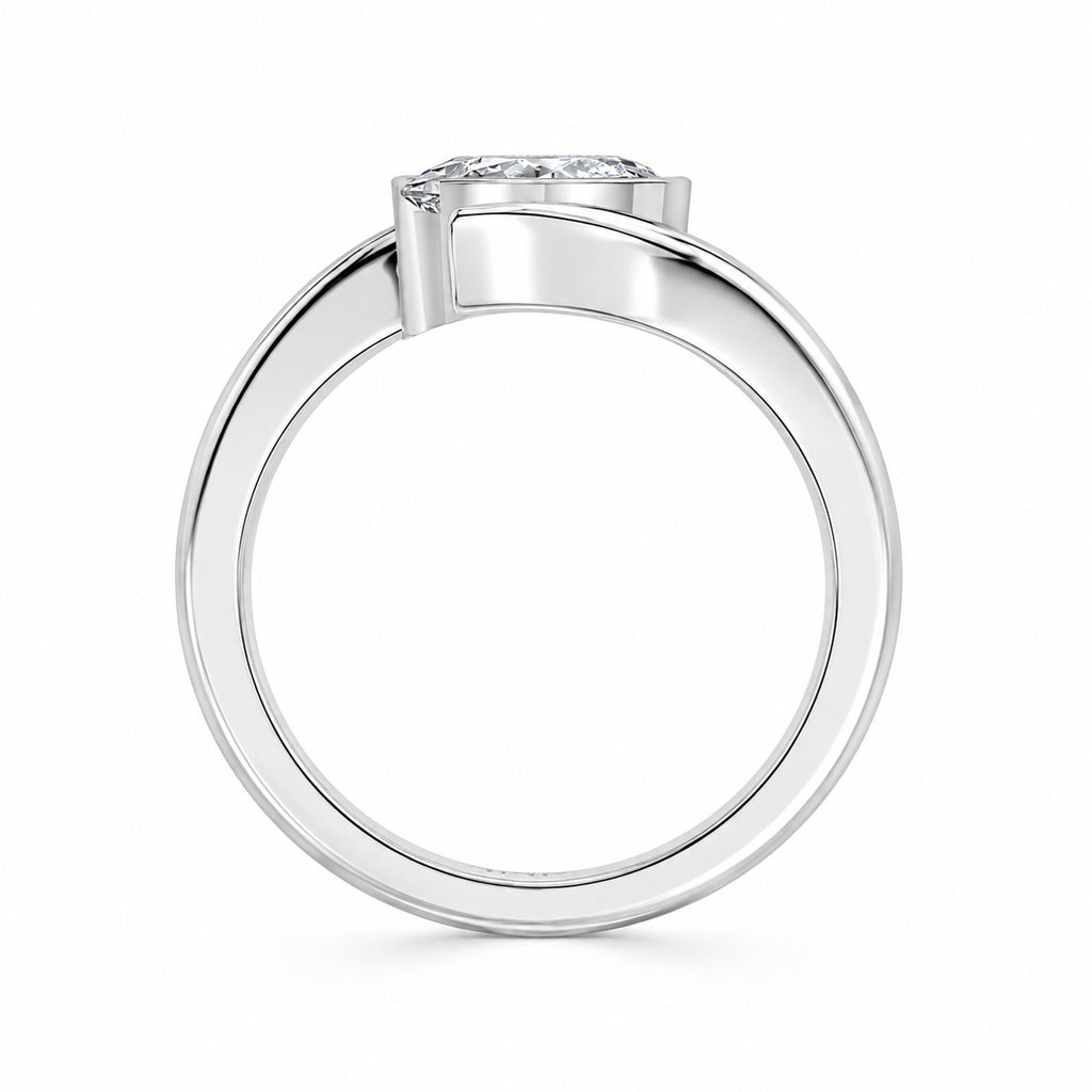 IGI Certified Oval Lab Grown Diamond Solitaire Bypass Engagement Ring
