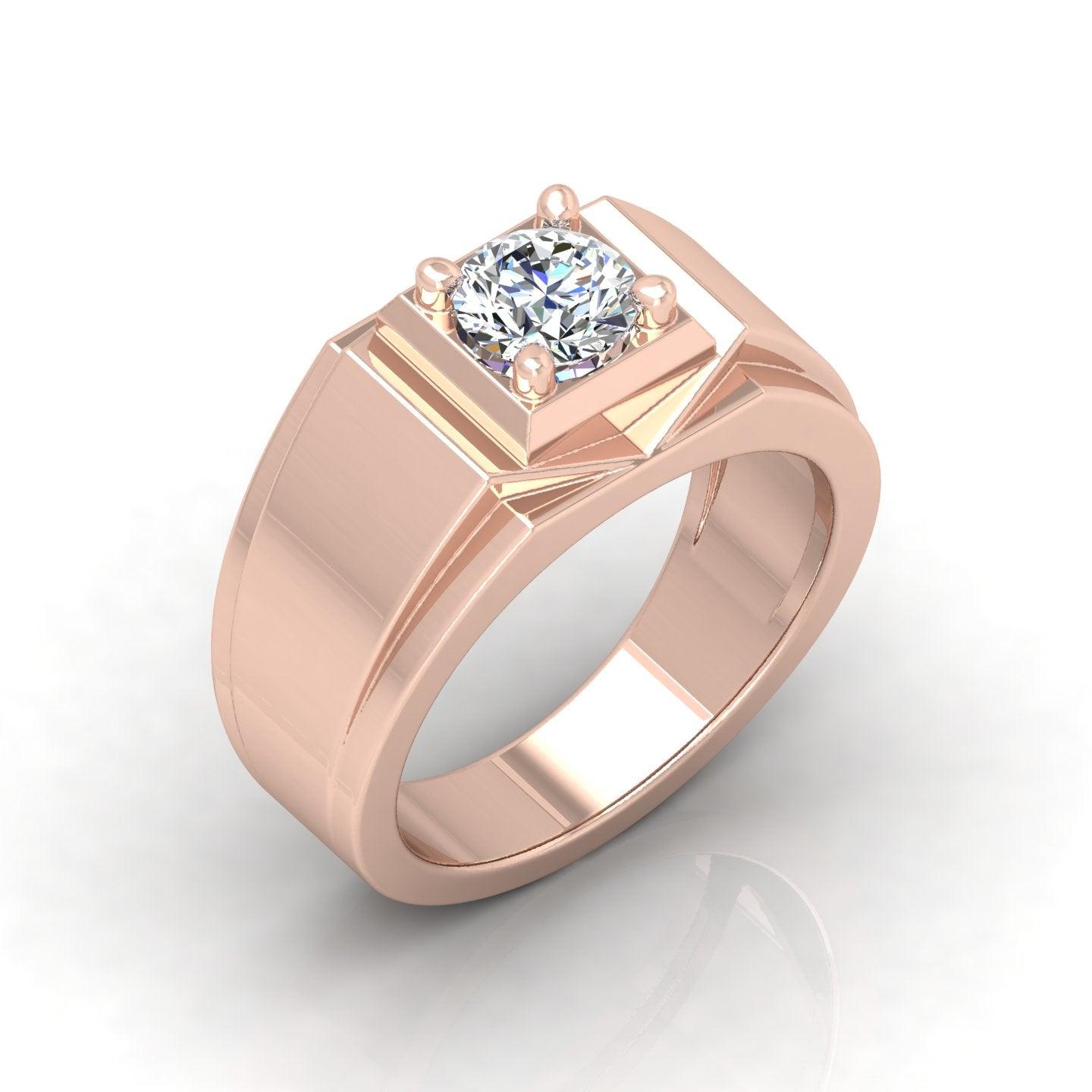 Certified E/VS 1.00Ct Round Diamond Mens Solitaire Ring