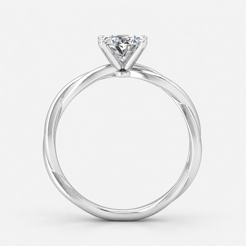 IGI Certified Oval Diamond 2.00Ct Floral Asymmetrical Twist Engagement Ring in Gold & Platinum