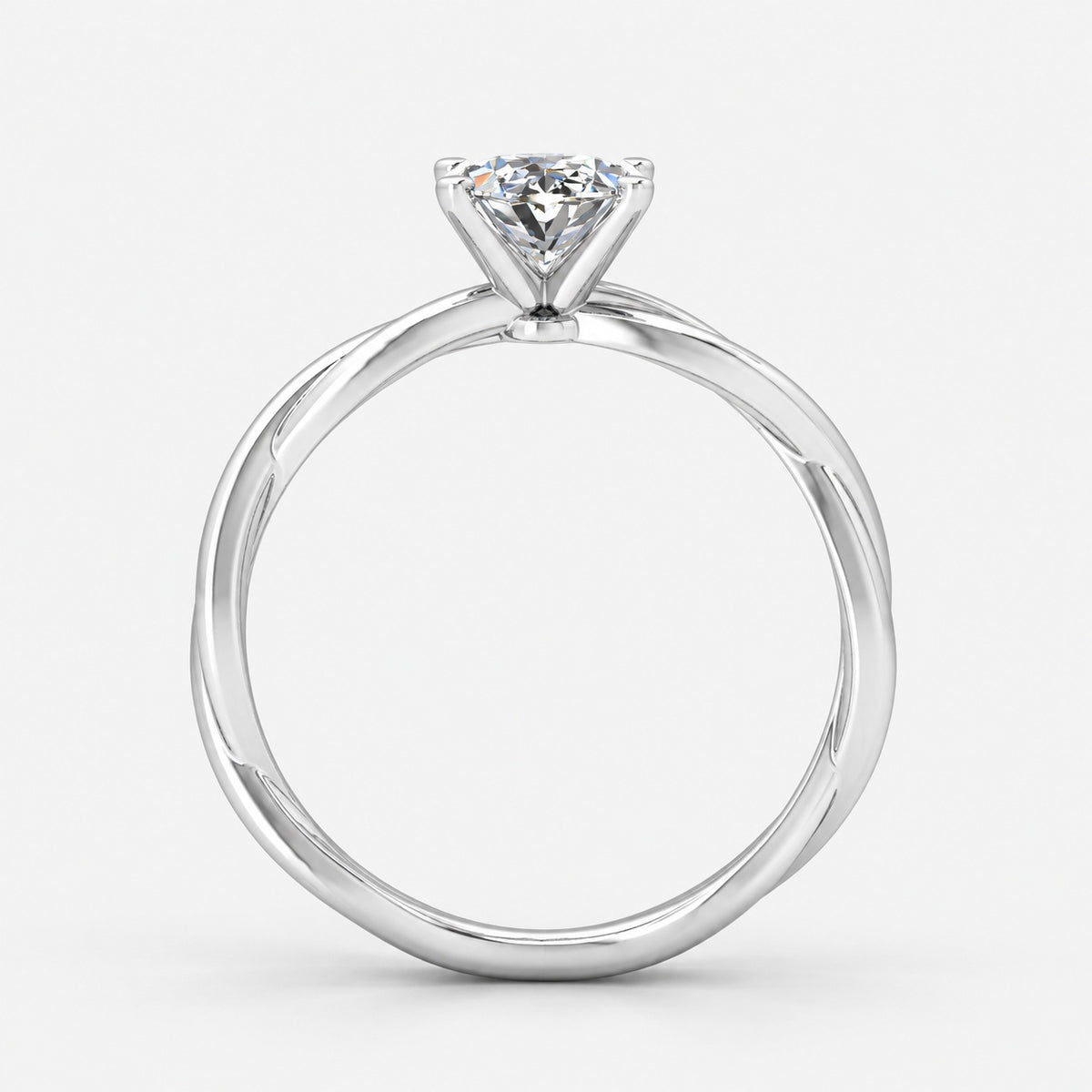 IGI Certified Oval Diamond 2.00Ct Floral Asymmetrical Twist Engagement Ring in Gold & Platinum