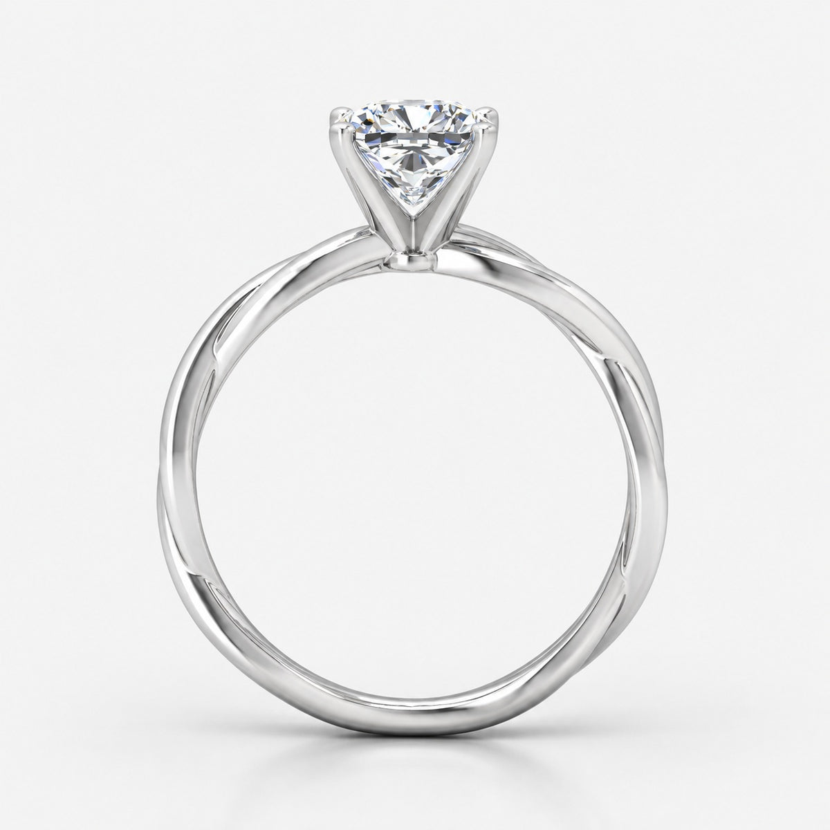 Twisted IGI Certified Classic Cushion Diamond Solitaire Engagement Ring in Gold & Platinum