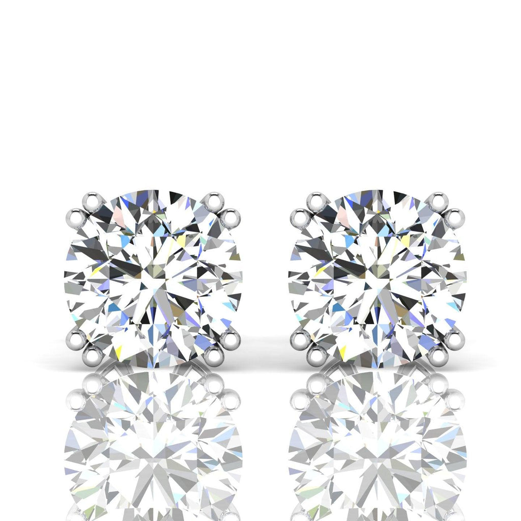 Certified D/VS 2.00Ct Double Prong Round Diamond Stud Earrings in 18k Gold / Platinum