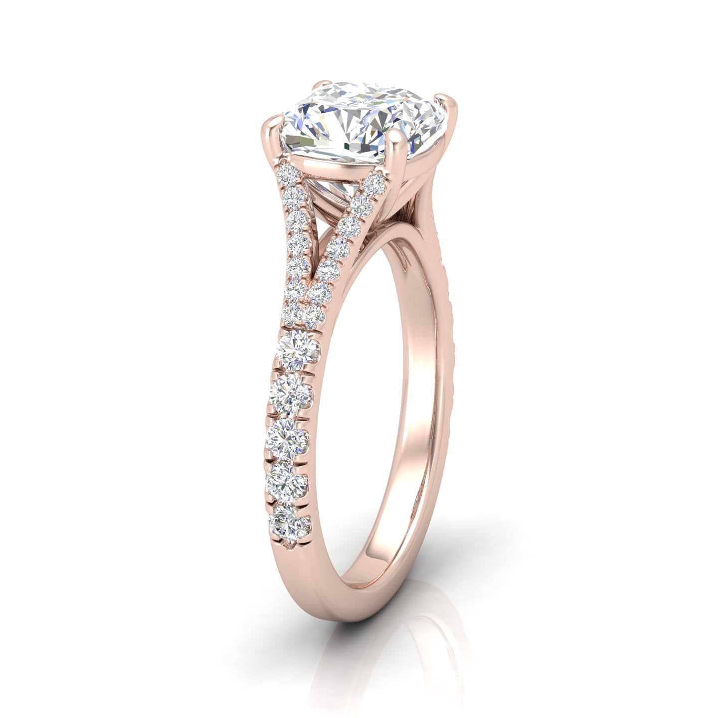 Julie Cushion Diamond Split Shank Engagement Ring