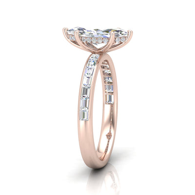 Classic Hidden Halo Channel Set Engagement Ring - Marquise