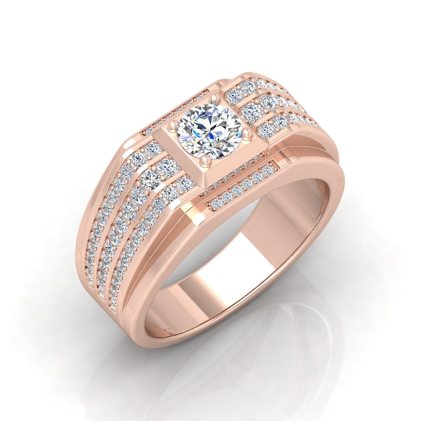 Certified 1.50ct Round Diamond Solitaire with Accents Engagement Ring for Him