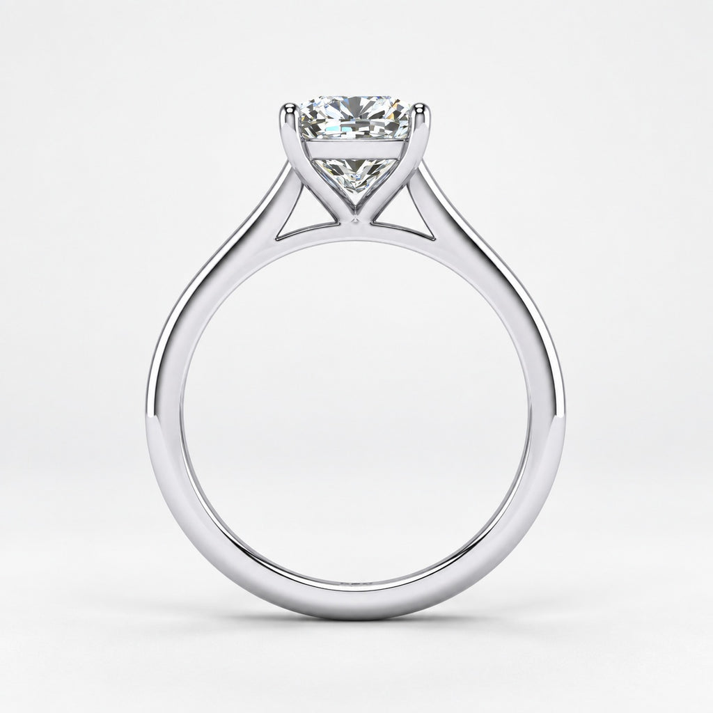 IGI Certified Classic Claw Setting Cushion Diamond Solitaire Engagement Ring in Gold & Platinum