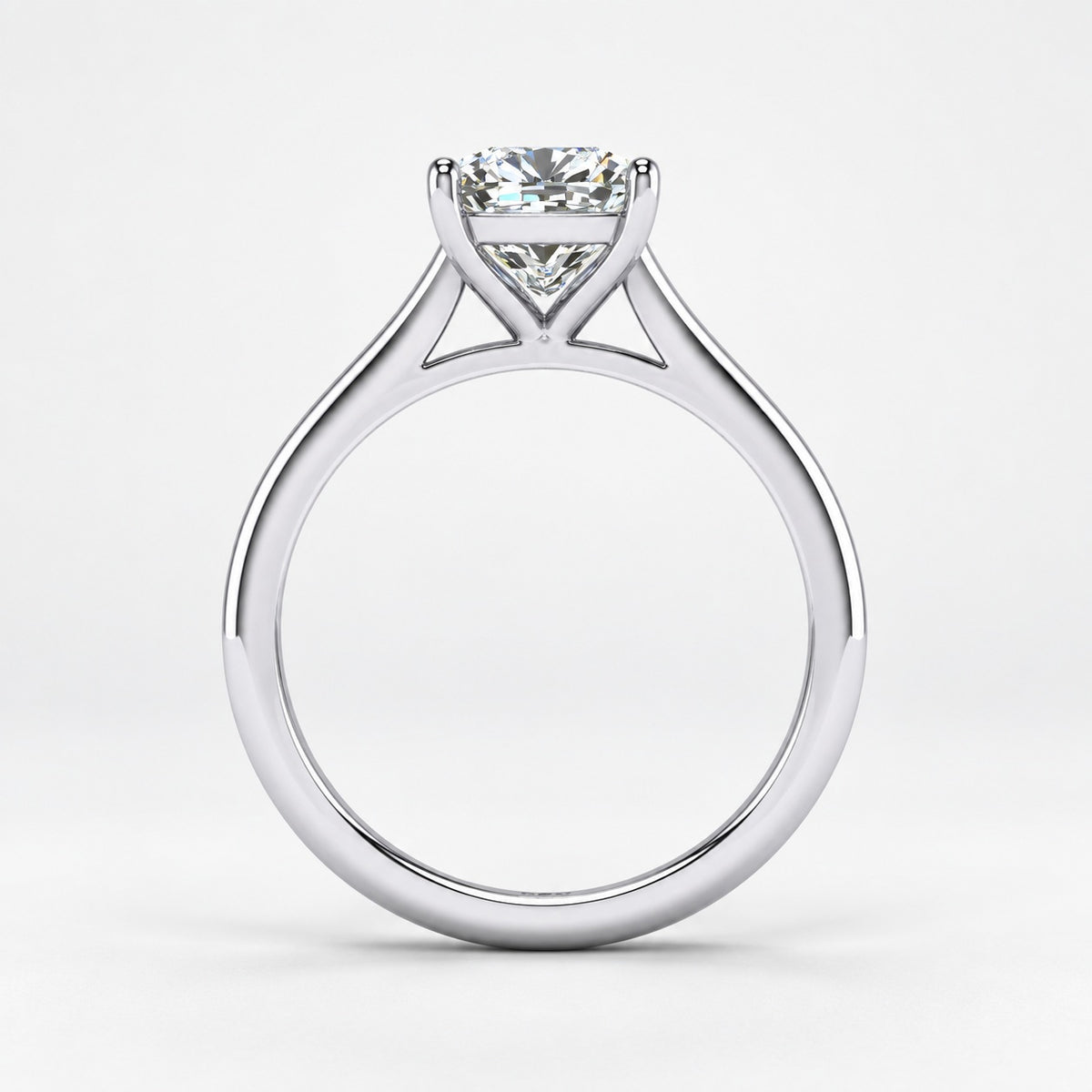IGI Certified Classic Claw Setting Cushion Diamond Solitaire Engagement Ring in Gold & Platinum