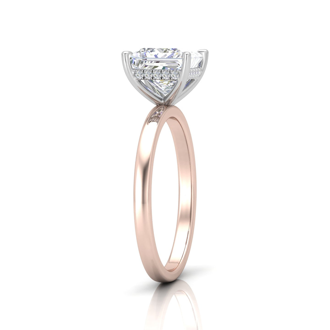 Classic Solitaire Hidden Halo Engagement Ring Princess