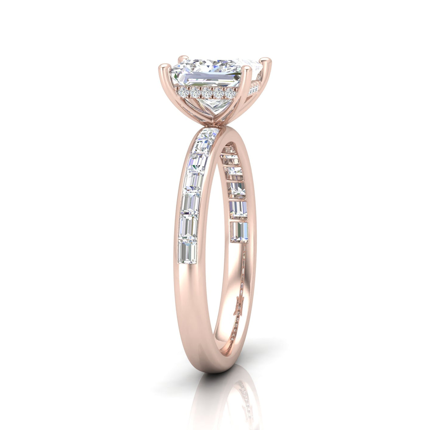 Classic Hidden Halo Channel Set Engagement Ring - Princess